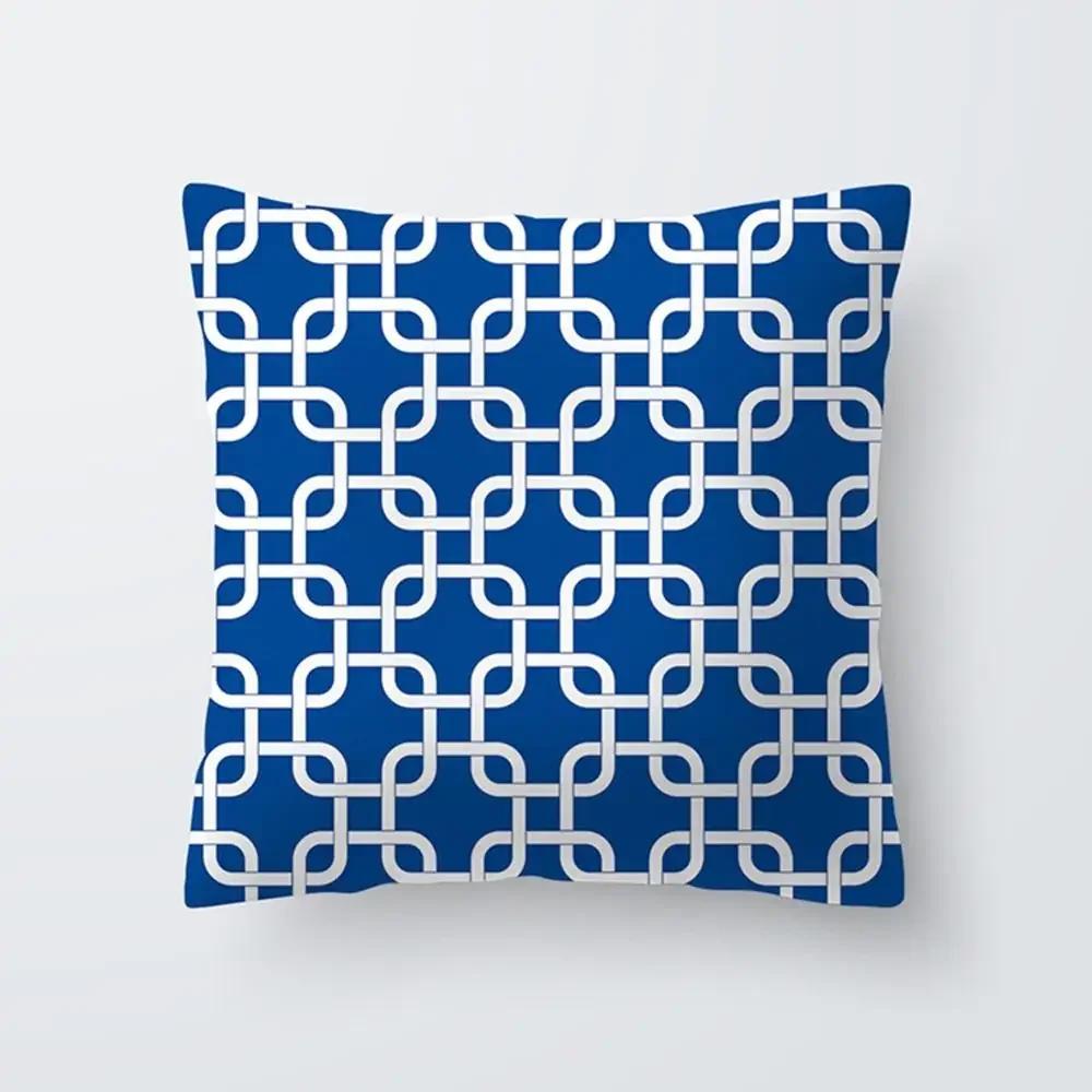 Bedroom Pillowcase Living Room Sofa Car Seat Chair Home Office Waist Cushion Cover Blue Simple Modern Home Decor