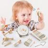 Multicolor Musical Instrument Toy Wooden Wooden Drum Toy Percussion Montessori Toy Baby