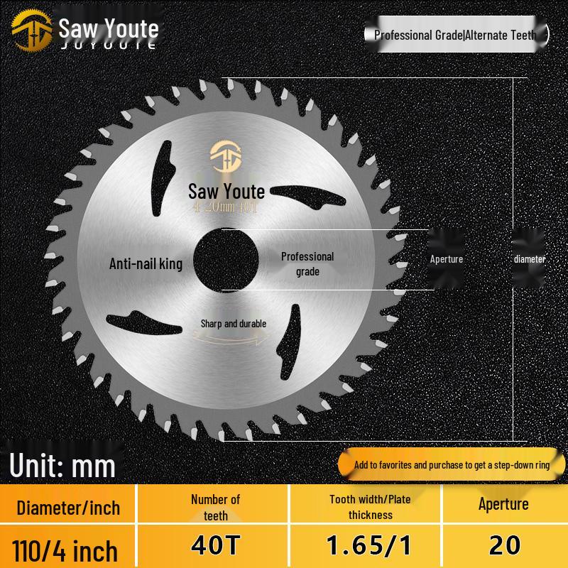 Woodworking Circular Saw Blade for 4, 10, or 12 Inch Cutting; Fits 125 Angle Grinder & 140 Lithium Battery Saw - Cuts Aluminum Sheets