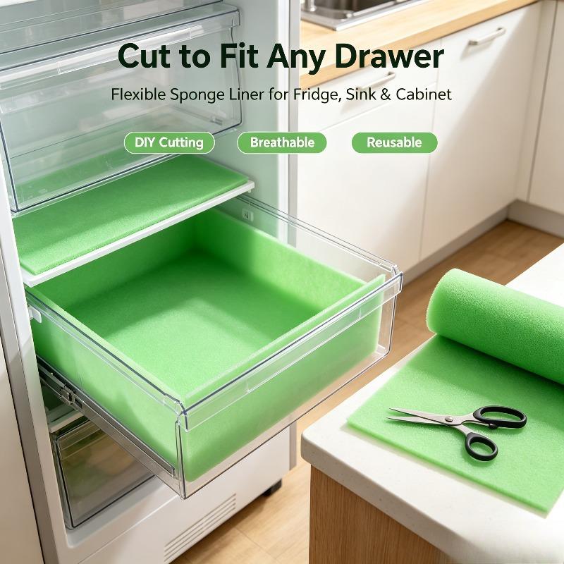 Refrigerator Filter Sponge Mat Cuttable Drainage Pad Moisture Proof Anti Mold Liner For Fridge Drawer Fruit Vegetable Storage