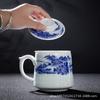 Jingdezhen Blue and White Linglong Ceramic Cup Office Cup with Lid Conference Cup with Filter Cup Large Capacity Teacup Gifts