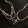 Cross Beaded Pearl Layered Necklace - Unique Y2k Hot Girl Sweet & Cool Accessories