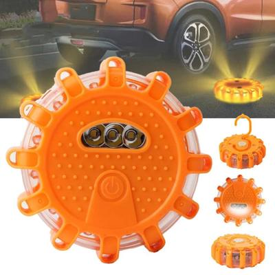 2 vnt. Automobilio įspėjamųjų lempų su 9 mirksėjimo režimais, itin ryškios, didelio liumenų, vandeniui atsparios, maitinamos baterijomis, LED įspėjamosios lempos su magnetu