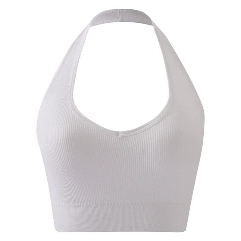 Женский однотонный жилет с халтер-неком удобный собирающий сексуальный спортивный бюстгальтер M 729₽
