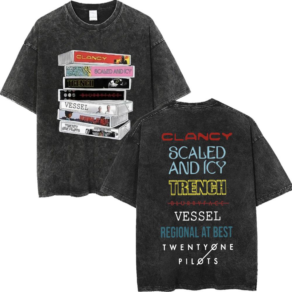 Twenty One Pilots Dámské Pánské Prané Oversized Tričko Streetwear Harajuku Bavlněné Tričko Kapela Ženské Pánské Letní Krátký Rukáv Trička