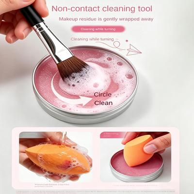 Makeup Brush Cleaner Soap With Silicone Mat Deeply Cleans Soap Makeup Sponges Cosmetic Cleaner Makeup Brush Cleaner Tools