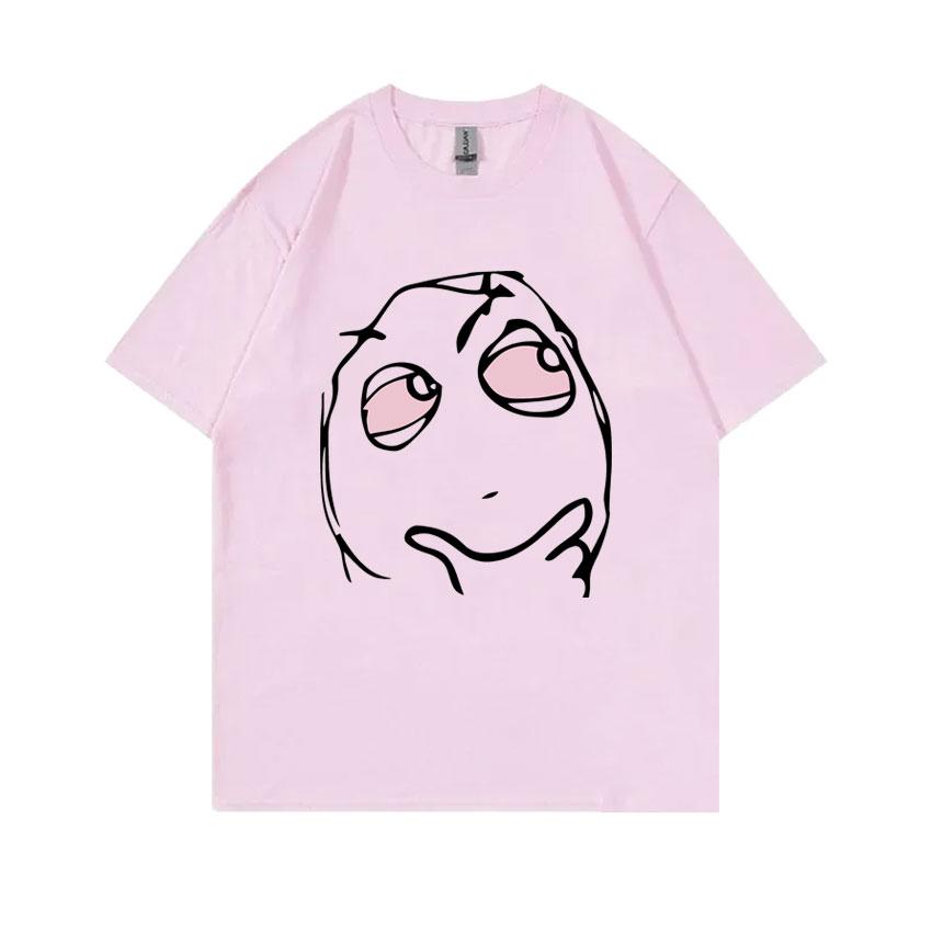 RAGE GUY Funny Meme T Shirt Manga Troll Face Be Me Pensive Red Eyes High Reaction Face T-Shirt Men Women Cotton Oversized Tshirt