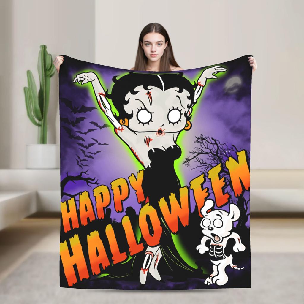 Warm Blanket Airplane Travel B-Bettys Boops Bedding Throws  Flannel Bedspread For Home Decor Graphic Sofa Bed Cover