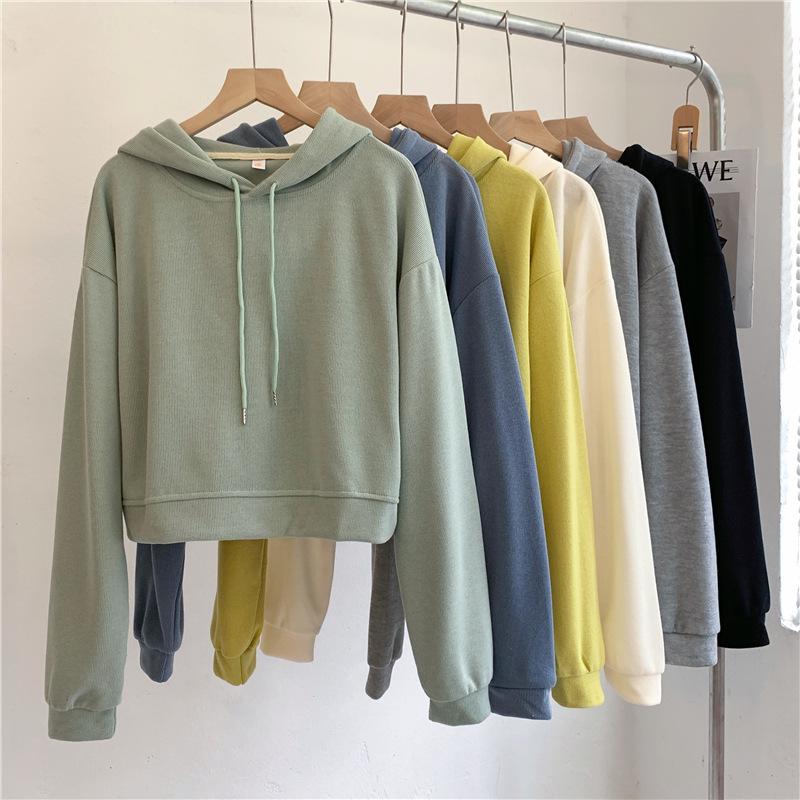 Damen Frühlings- & Herbst-Kapuzenpullover Locker, Koreanischer Schick & Hongkong-Stil, Trendige Kurze Jacke Top