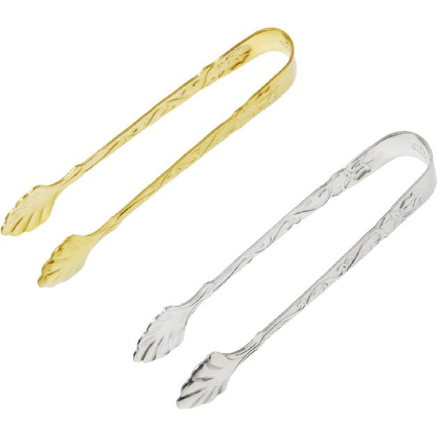 Honbay 2PCS Stainless Steel 3.74 Inch Vintage Rose Handle Sugar Cube Tongs Ice Cube Tongs Mini Serving Tongs Small Food Clips Kitchen Tiny Tongs for