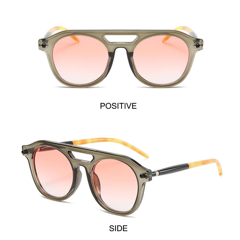 Stylish Pilot Round Sunglasses Double Bridge Sunglasses UV Protective Glasses Orange Shades for Women Men Hip-Hop Sun Eyeglasses