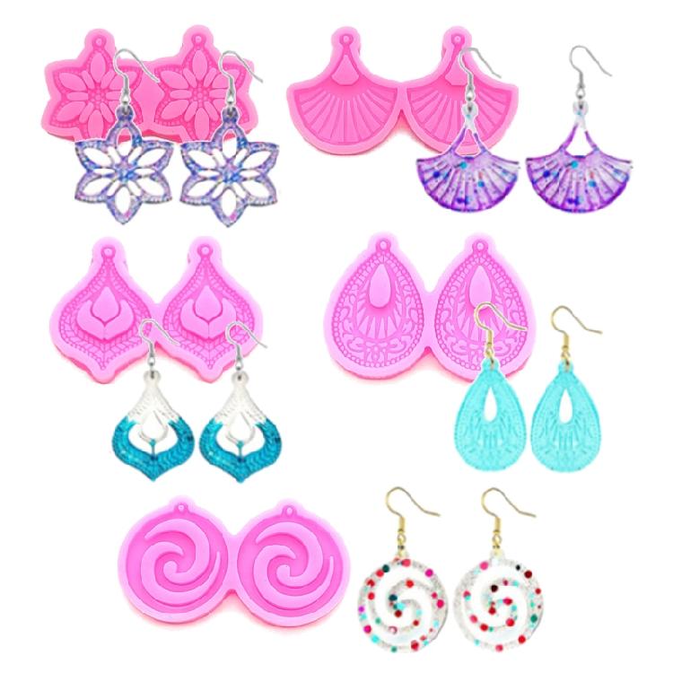 1PC Heart Star Flower Shape Resin Craft Silicone Mold Pendant Mould Earrings Moulds for Unique Necklace and Earring