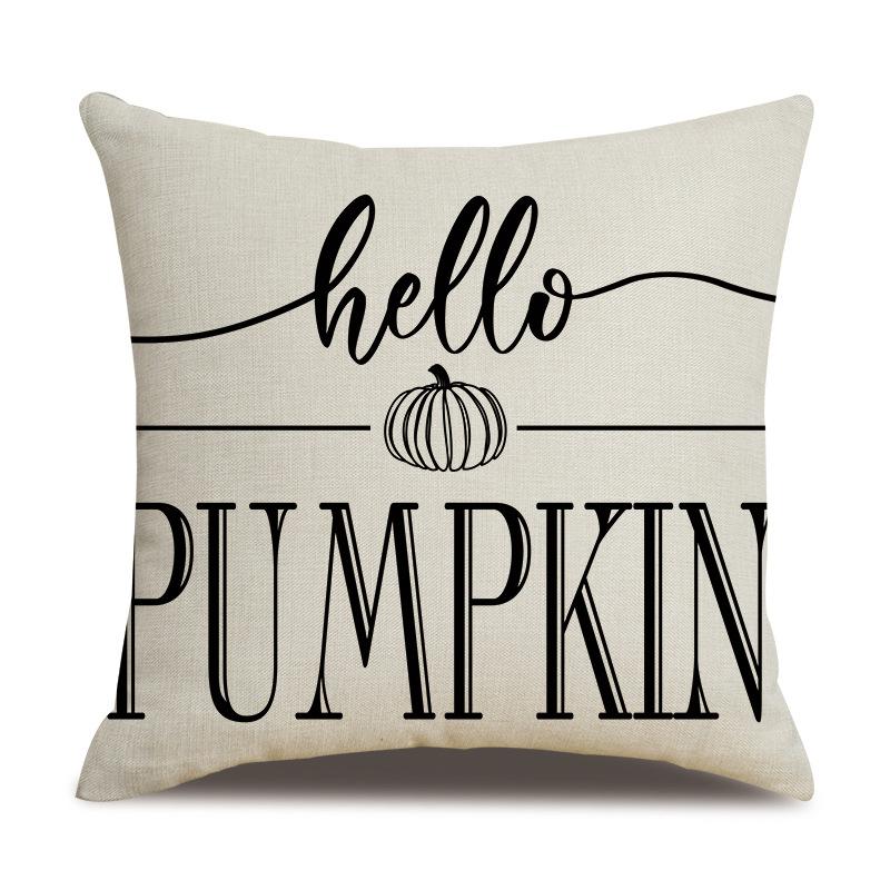 Thanksgiving Linen Pillowcase Autumn Pumpkin Print Pillow Cushion Cover