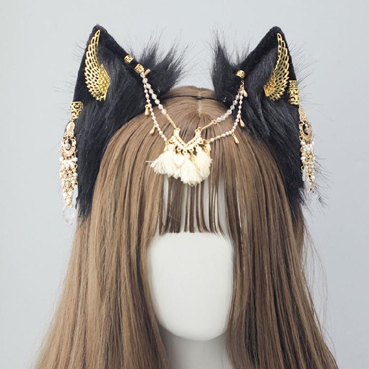 Wolf Cats Foxes Tail Wolf Ears Headbands Halloween Christmas Party Costume Toy Gift for Woman Man Cosplay