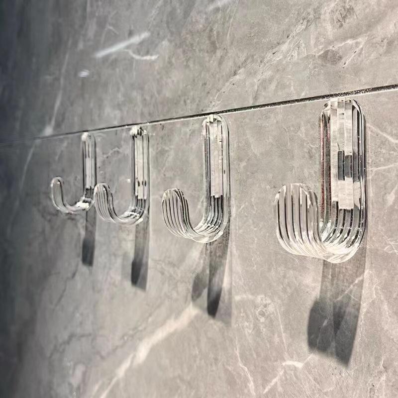 Strong Transparent Adhesive Hooks for Bathroom Wall Door No Drill Plastic Hangers