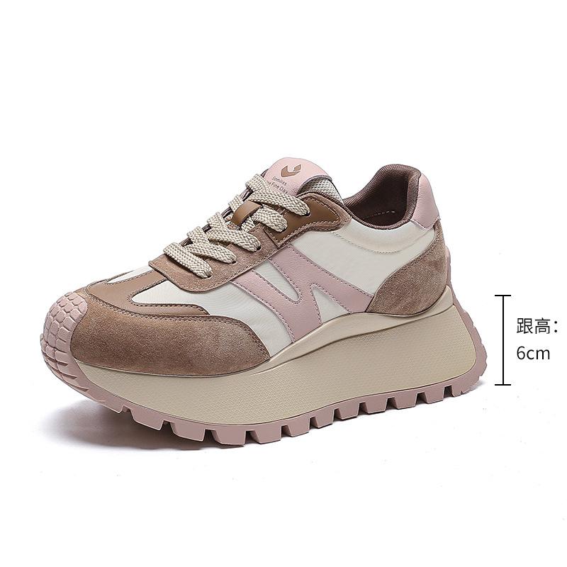 Platform-soled Retro New Waffle Sneakers Spring Heightening Ins Korean Version Casual Versatile Maillard Shoes Women
