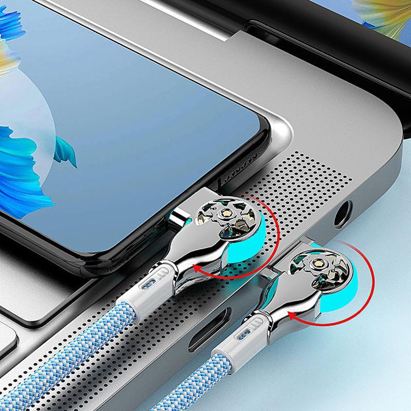 1M 2M Usb To Type C Fast Charging 180 Degree Rotation Cable Alloy Braided Data Cable For Xiaomi Samsung Huawei Phone Charger