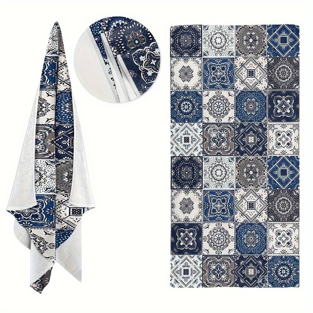 1pc Extra Large Turkish Moroccan Pattern Beach Towel - High-Quality Microfiber, Durable & Quick-Dry,Vibrant Blue White Geometric
