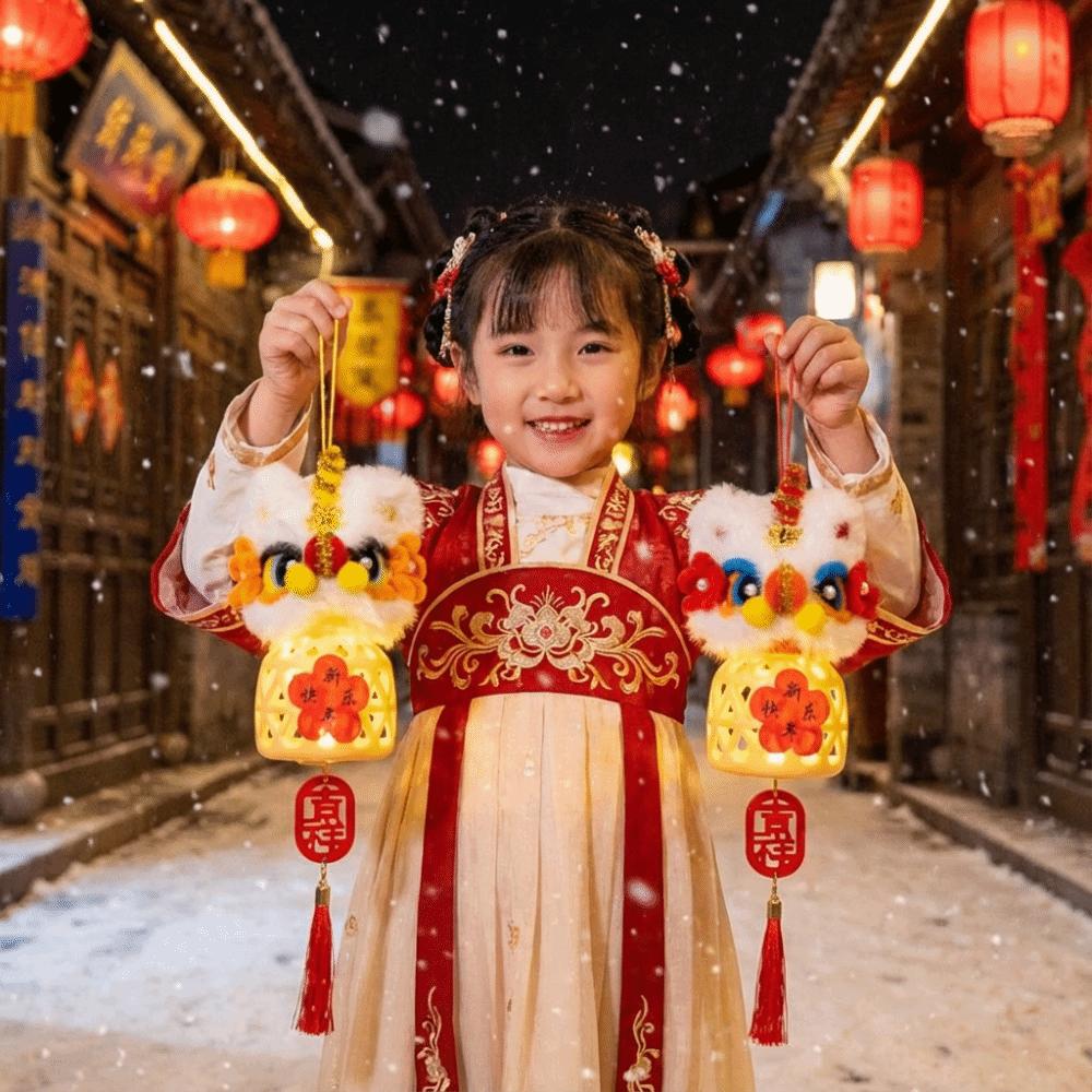 Lion Dance Chinese New Year Lantern Hanfu Accessories Bamboo Mid-Autumn Lantern Restaurant Decor