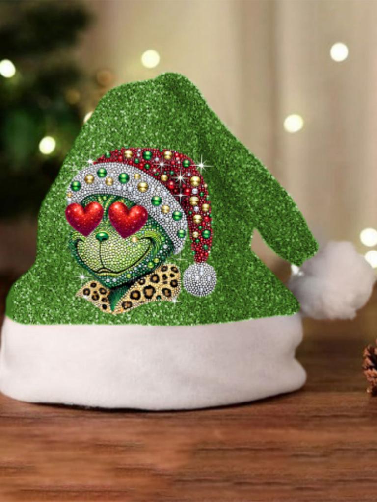 Grinch Green Christmas Hat With Thick Double Sided Velvet For Winter Holiday Celebration