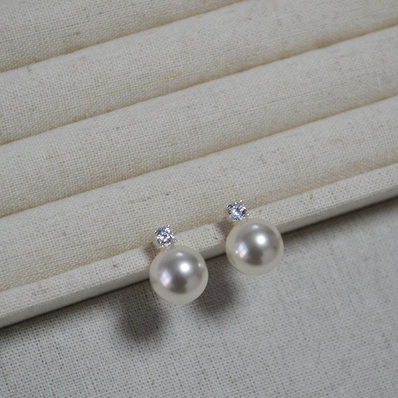 Elegant Princess Style Cubic Zirconia and Imitation Pearl 925 Silver Stud Earrings