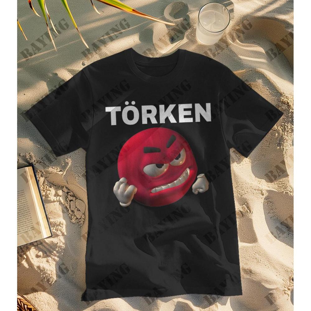 Mens Womens Turkish Meme TShirt with Bold TORken Font Red Face Design 180gsm Casual Short Sleeve Shirt Men Women AllSeason