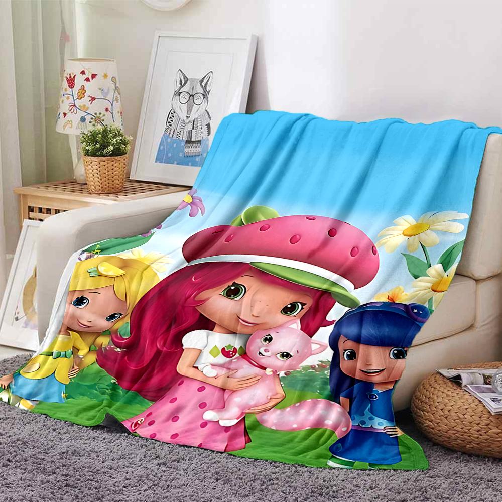 1Pc Strawberry Shortcake Garden Blanket For Couch Bed Plush Cozy Fuzzy Blanket Super Soft Warm Blankets For Fall And Winter 0918255