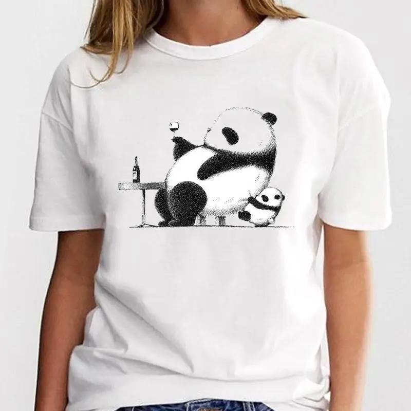 New Panda Lovely Cute Tshirt Clothing Cartoon Graphic Print Short Sleeve Fashion Casual T Shirt Women Soft Clothing