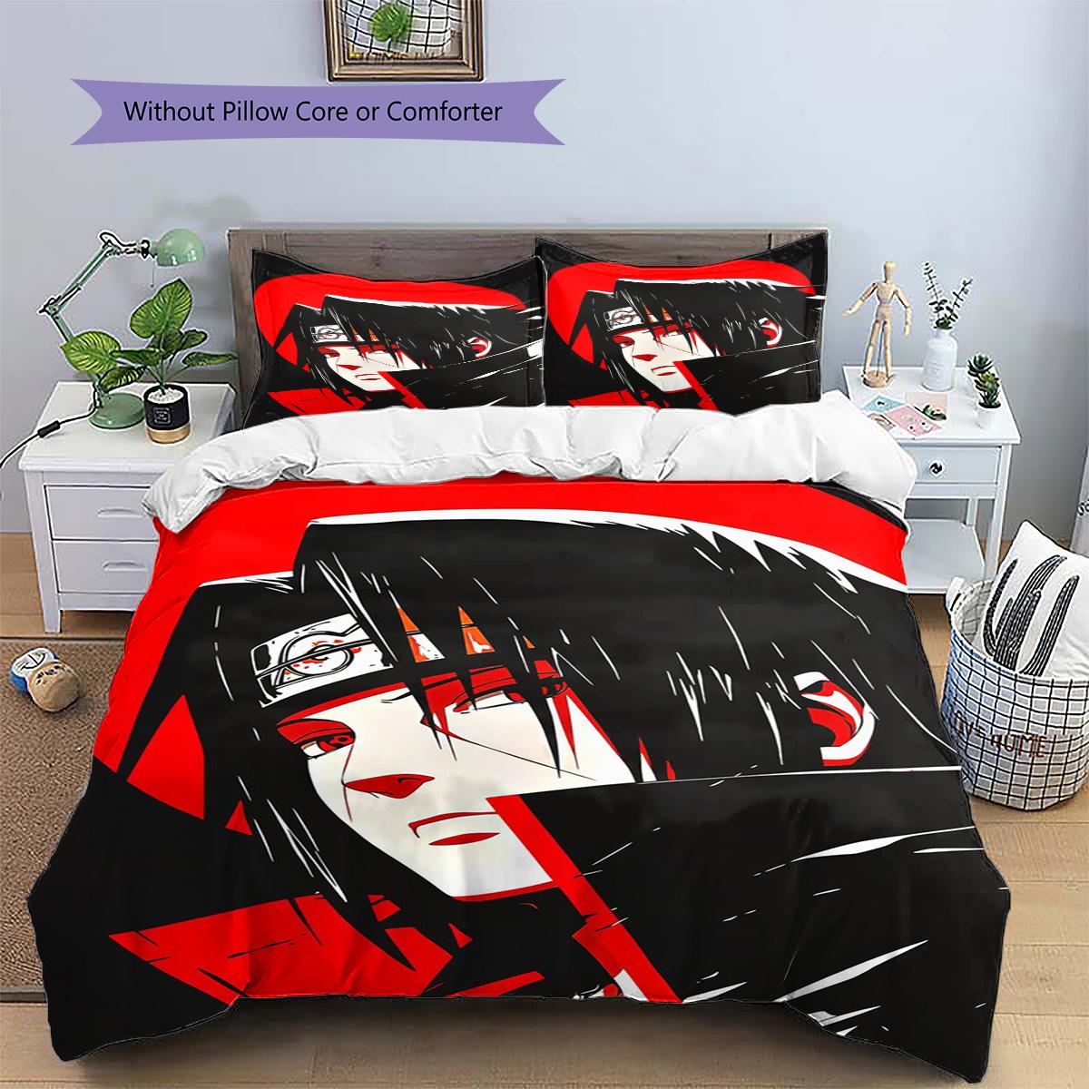 

Itachi Uchiha Patterned Pillowcase & Duvet Cover Set Anime Classic Pattern Bedding for Bedroom Decoration for Fans.-TING 135x200cm
