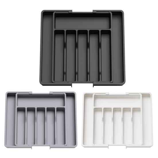 Dinnerware Storage Box Retractable Classification Organization Large Capacity Tableware Tray Cosmetic Jewelry Stationery Drawer