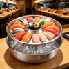 Piatto di Ghiaccio per Sashimi in Acciaio Inossidabile Rotondo Con Piatto per Salse Vassoio Espositore per Cibo Vassoio Refrigerante Vassoio Staccabile per Frutti di Mare Sushi