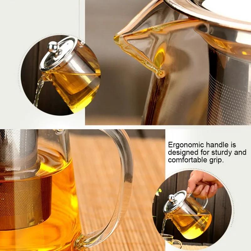 350/550/750/950ML Borosilikátová Sklenená Kanvica Odolná voči Teplu Štvorcová Sklenená Kanvica Filter na Čajové Lúhovanie Kanvička na Mlieko Oolong Kvetinový Čaj