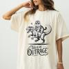 Funny Cat Dinosaur T-Shirt, Black Graphic Tee, This Is An Outrage Design, Unisex Cotton Shirt