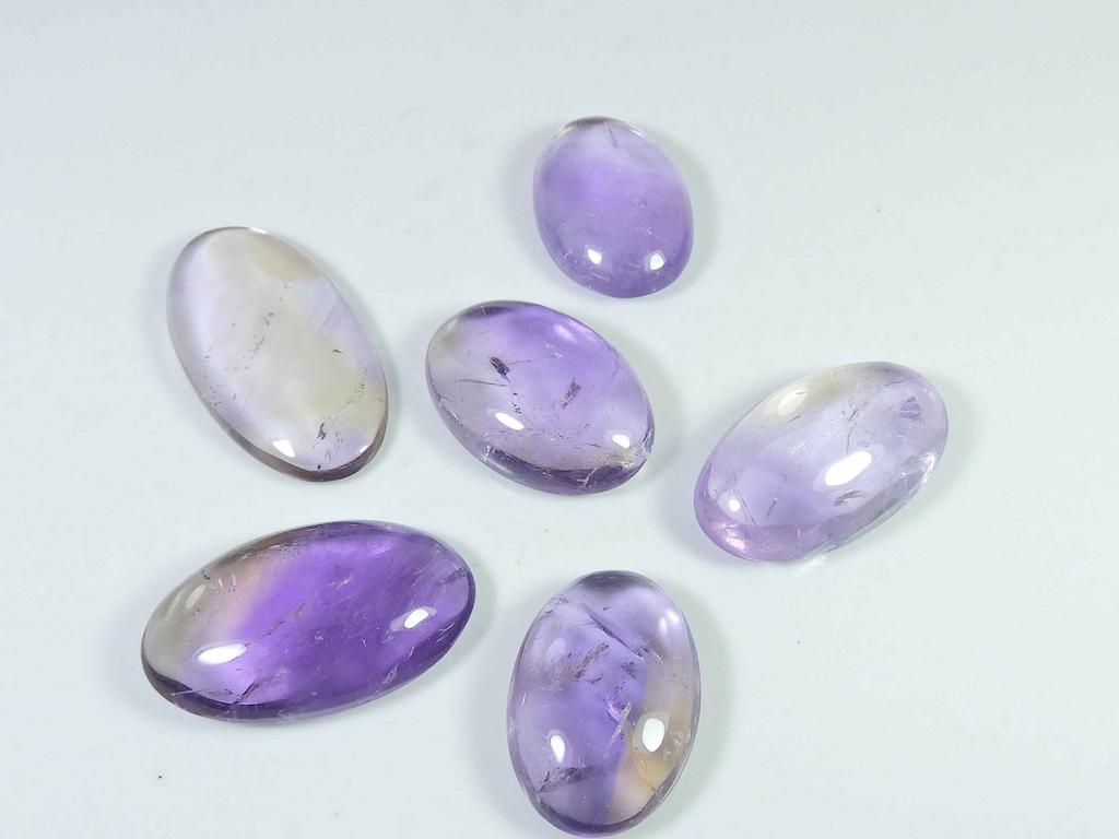 Purple Ametrine Cabochon Oval Shape Loose Natural Gemstone?06Pcs Lot 26-36MM RQ-2762