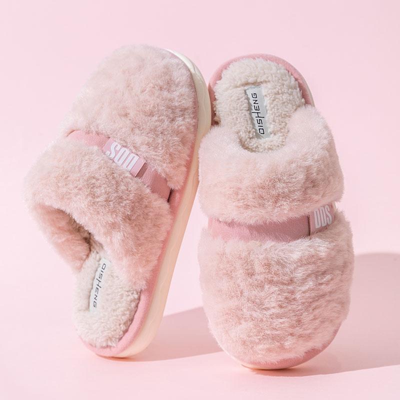 Fleece Thickened Cotton Slippers Women's Season Non-slip Warm Thick Bottom Household Slippers Indoor Home Cotton Mop