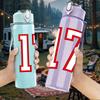1PC Number Seventeen Red Text Print 750ml Color Plastic Sports Water Bottle Leakproof Flip Straw Lid Suitable for Sports Office Home Use