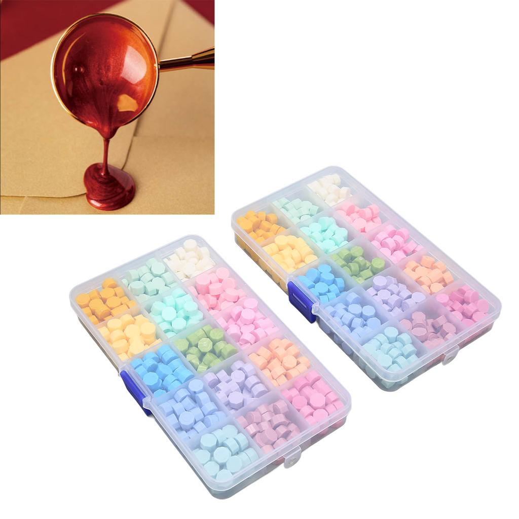 2 Box Sealing Wax Beads Assorted Color Portable Box Packed Widely Used Octagon Wax Beads for Envelop