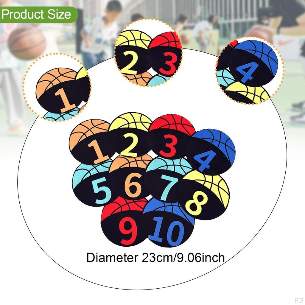 10x Sports Training Markers Soccer Number Signs Floor Spots Mark Pad for Activities
