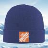White Words Orange Background Square Logo Men Women Unisex Knitted Hat Beanie Pullover Cap Winter Thermal Warm Christmas Outdoor