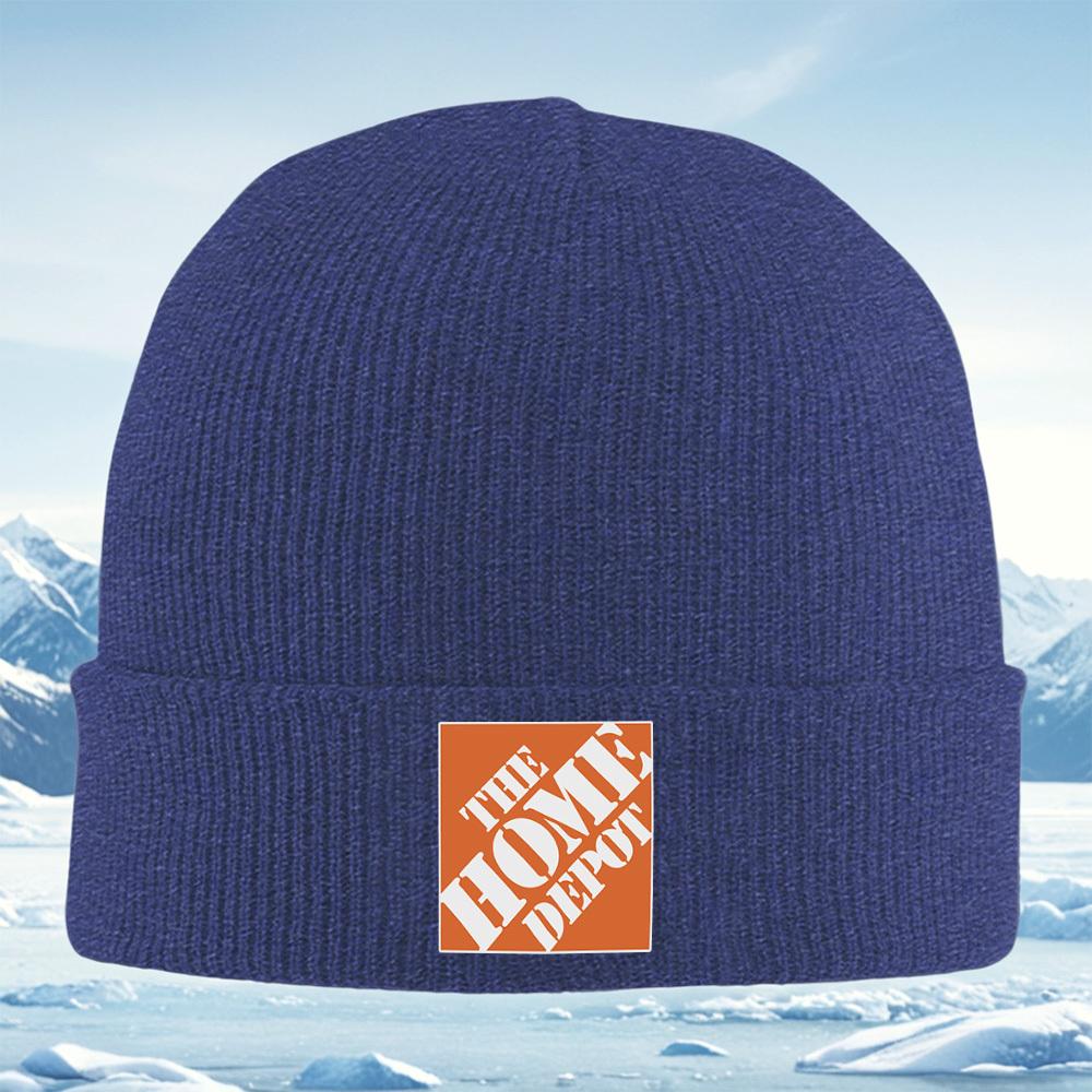 White Words Orange Background Square Logo Men Women Unisex Knitted Hat Beanie Pullover Cap Winter Thermal Warm Christmas Outdoor