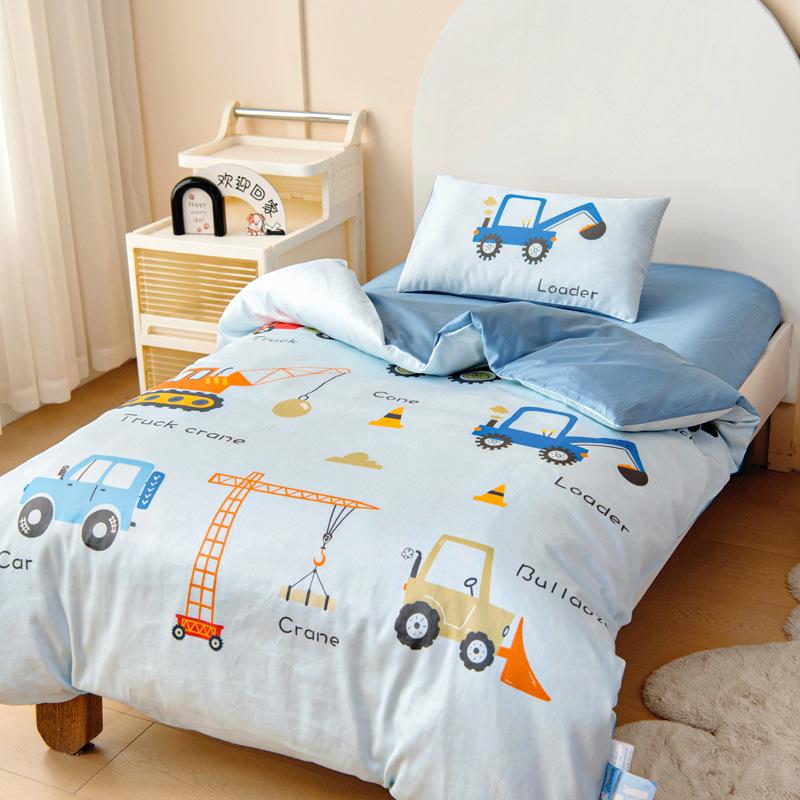 60S Pure Cotton Digital Print Kids' Autumn/Winter Bedding Set: First Day of School Duvet Cover