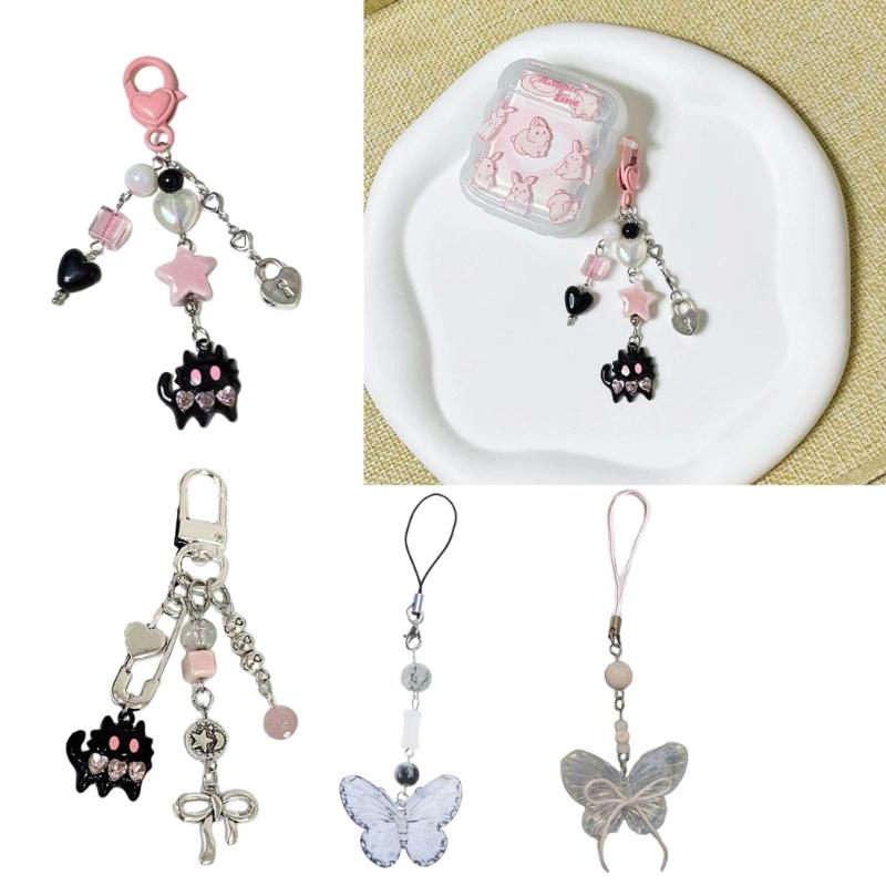 Cute Keychain Lanyard String Butterfly Bowknot Phone Chain Lanyard Y2K Bowknot