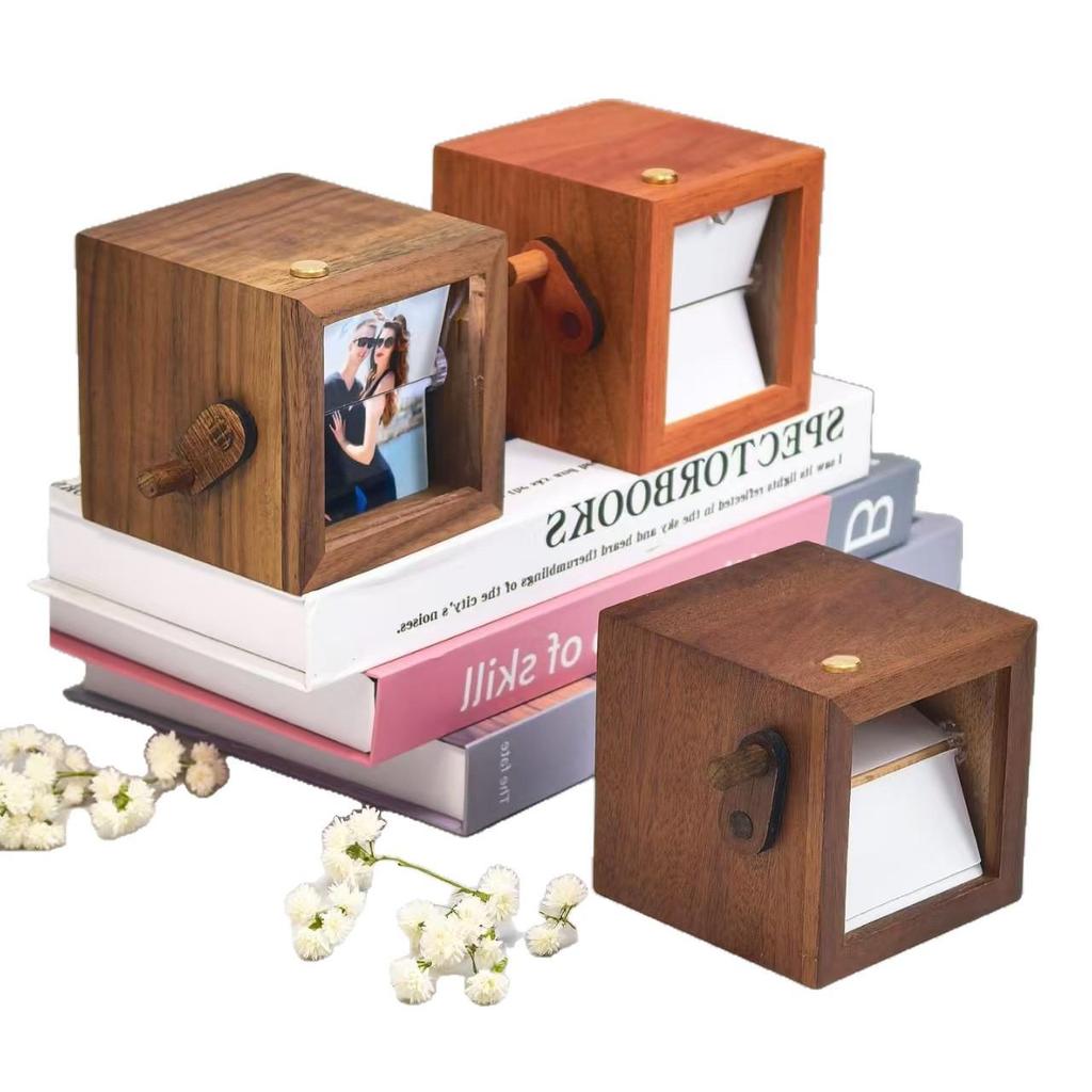Custom Luminous Hand-Cranked Flip Book Photo Machine In Wooden Box - Unique Wedding Gift