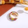 Retro Fashion C-Shaped Bling Ear Clips with Colored Diamonds - Trendy No-Pierce Earrings