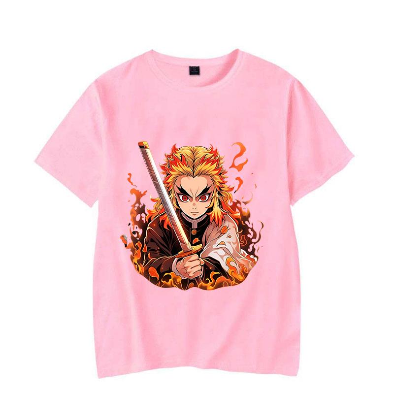 Hot Anime Rengoku Kyoujurou Print Short Sleeve T Shirts Men Women Shirts Summer Short Sleeved Loose Y2k Tops Size XXS-4XL