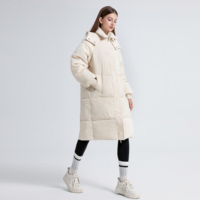 New wrinkle-resistant hooded windproof lightweight thickened fluffy warm warm cold loose medium-length high-quality fabric casual sports jacket