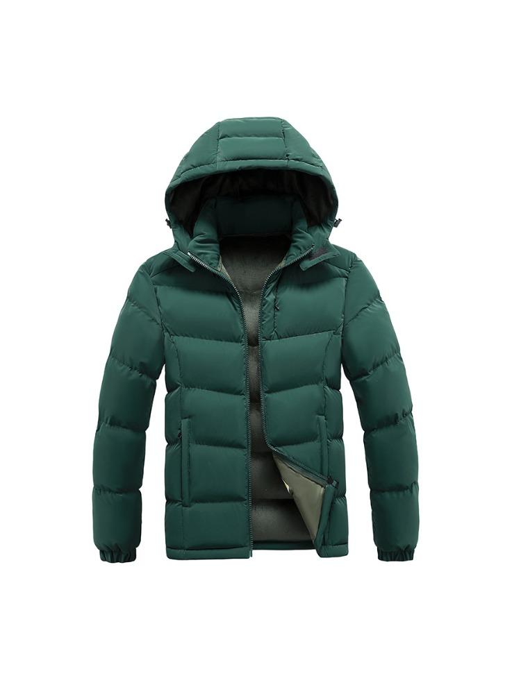 Light Cotton Coat Men's Winter Fashion New Solid-colour Slim Removable Cap Thickened Hooded Comfortable and Versatile Jacket