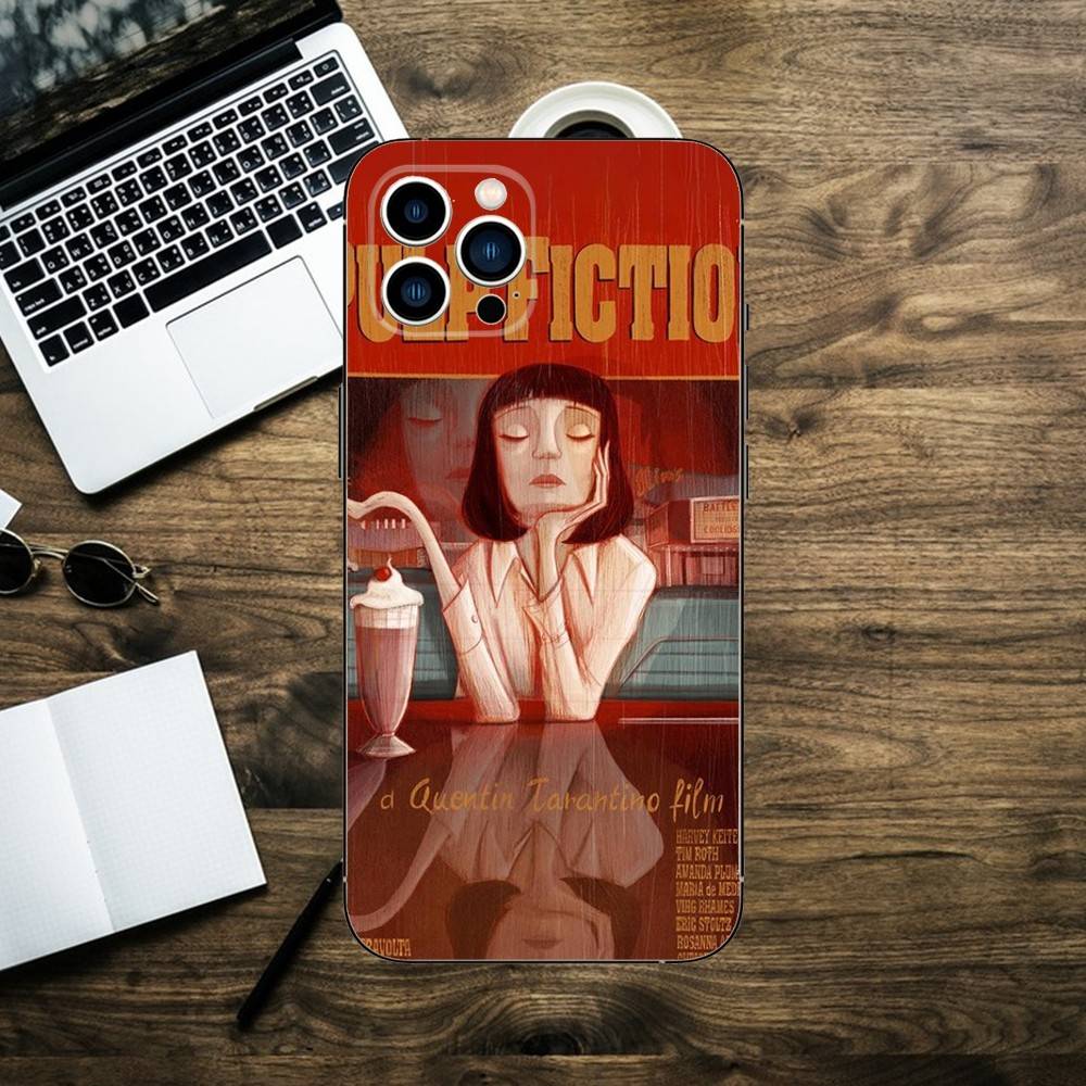 Pulp Fiction Movie Poster Phone Case For iPhone 16,15,14,13,12,11,XS,XR,X,8,7,Pro,Max,Plus,mini Silicone Black Cover