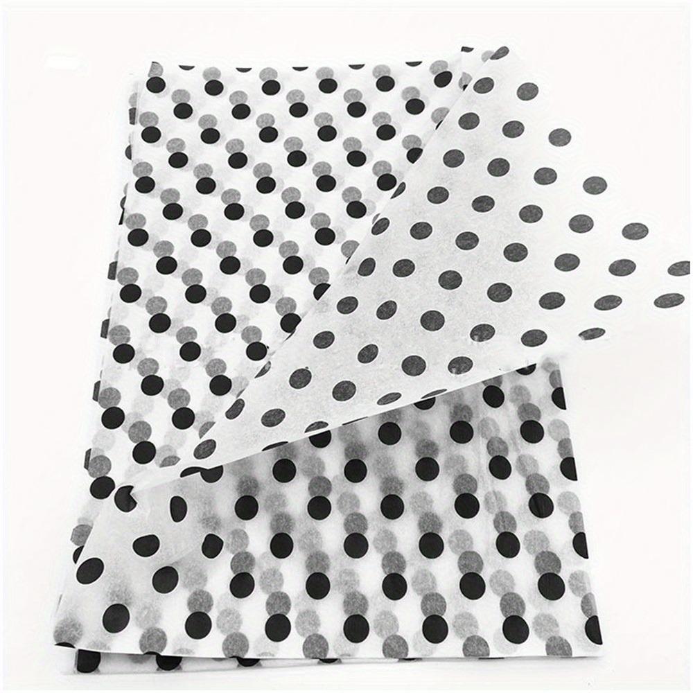 1set/ 50pcs Polka Dot Tissue Paper, Gift Wrapping Paper White Black Art Paper, Birthday Gift, Gift Party DIY Crafts 14 X 20 In
