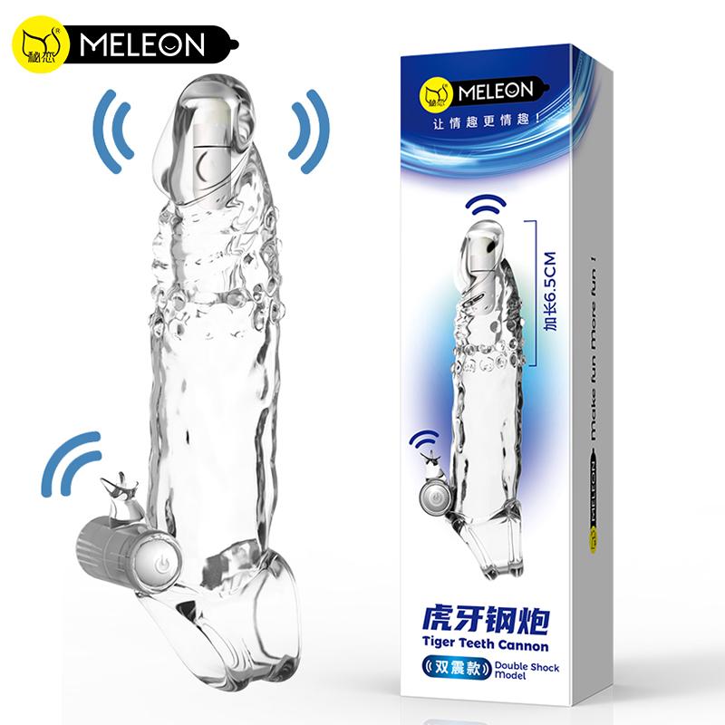 MELEON Reusable Condom Penis Extension Sleeve Delay Ejaculation Cock Cover Penis Extender Vibrator Sex Toys For Men Adults Products